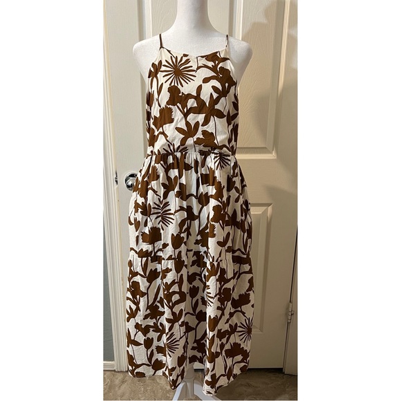 LUSH Floral Dress Halter Strappy Sleeveless Knee Length Elastic Waist Large - Picture 3 of 6